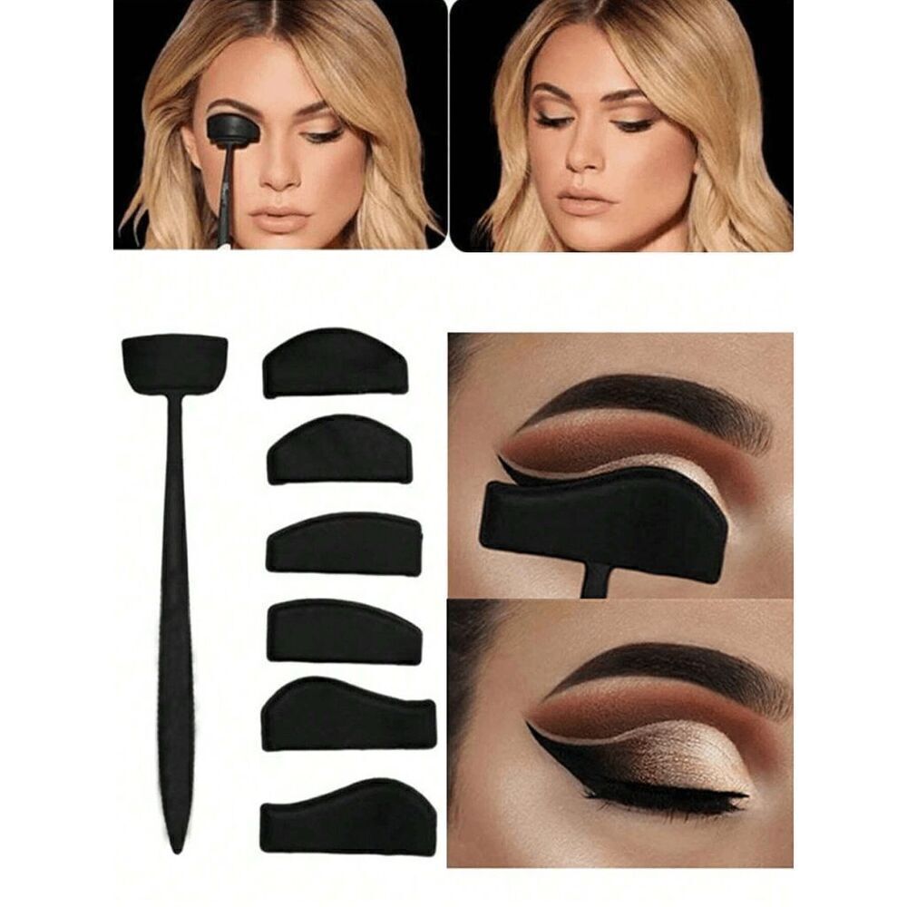 6-In-1 Silicone Printing Tool Eyeshadow Shaper Stencil Eye Makeup Stamp NEW